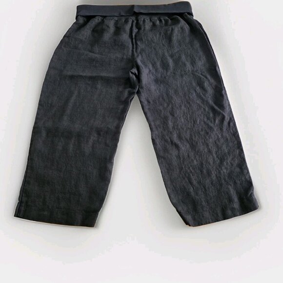 Lauren Vidal Capri Pants Women XXXL Black Pull On Foldable Elastic Waist Linen - Picture 12 of 14